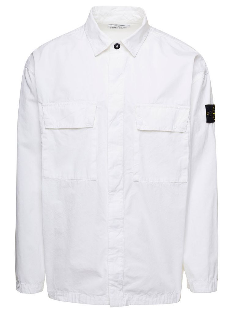 White Shirt With Logo Patch And Patch Pockets In Cotton Man