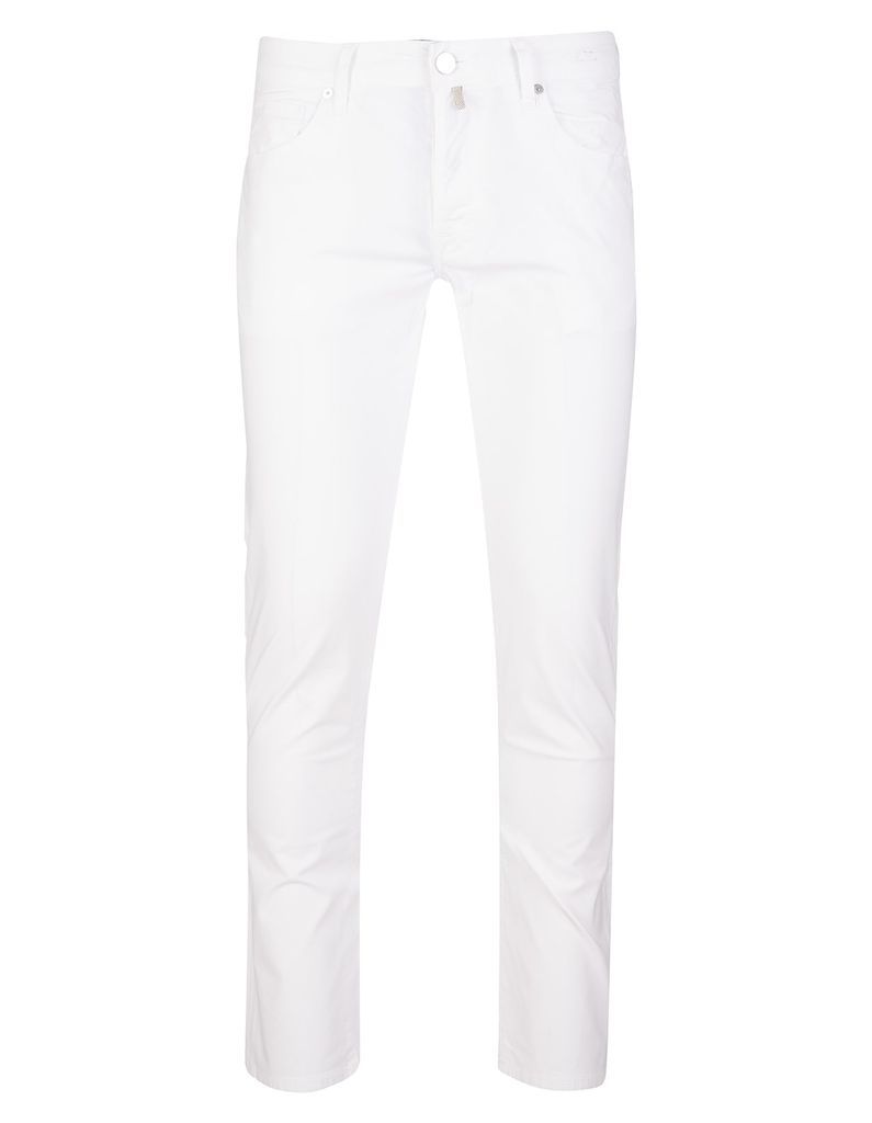 White Slim Fit Five Pockets Trousers