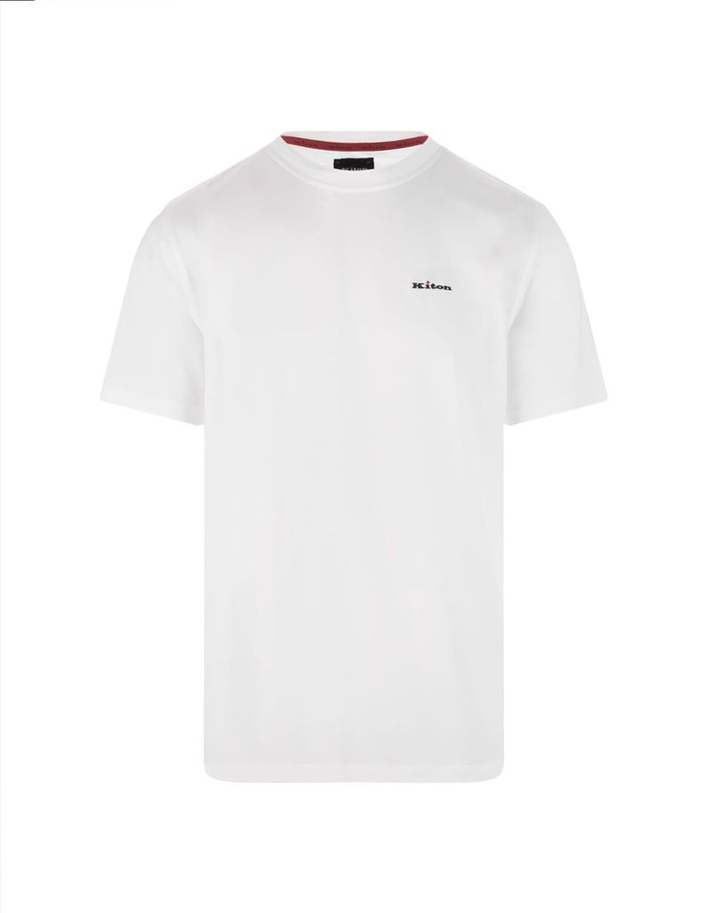 White T-Shirt With Embroidered Logo