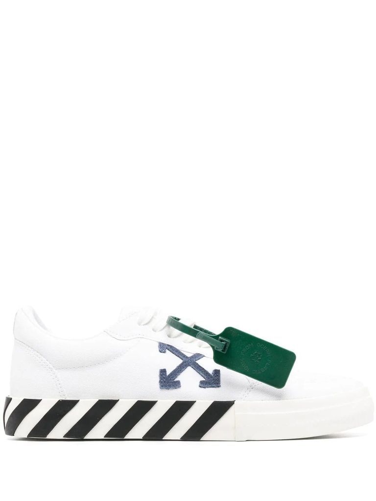 White, Black And Blue Low Vulcanized Sneakers