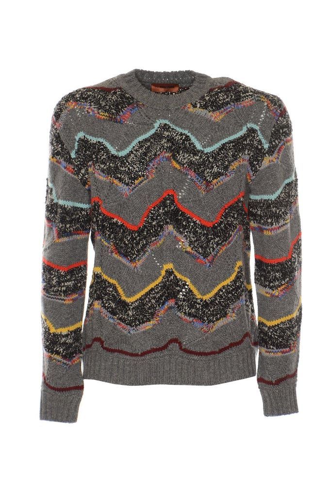 Zig-Zig Cable-Knitted Crewneck Sweater Missoni