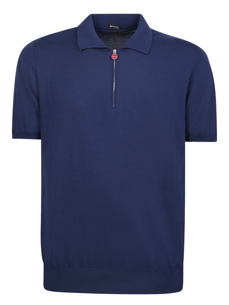 Zip-Up Blue Polo Shirt