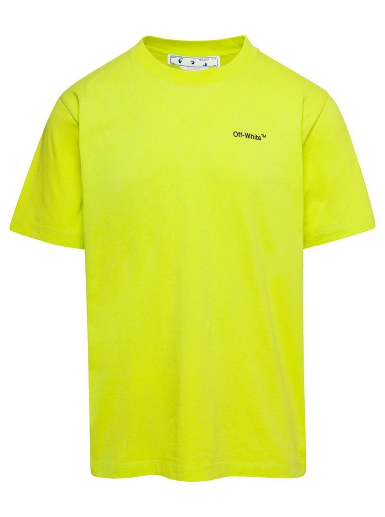 Yellow Crewneck T-Shirt With Logo Print And Caravaggio Arrow Print In Cotton Man