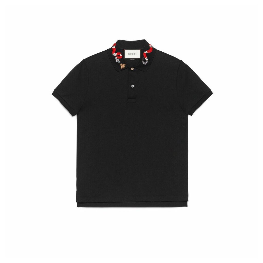 Cotton polo with Kingsnake embroidery