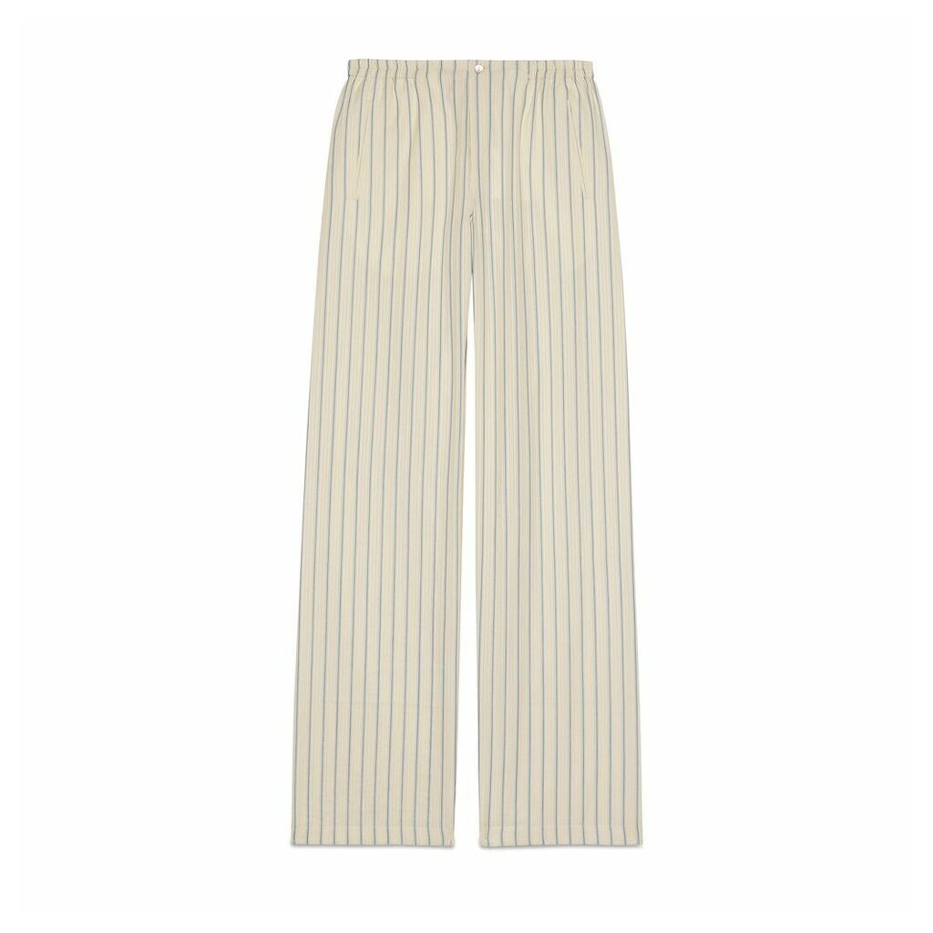 Striped cotton trousers with kitten