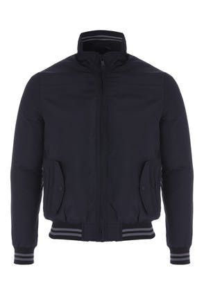 Mens Black Contrast Detail Bomber Jacket