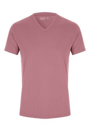 Mens Pink V Neck T-Shirt