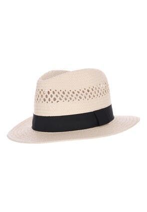 Mens Cream & Black Band Panama Hat