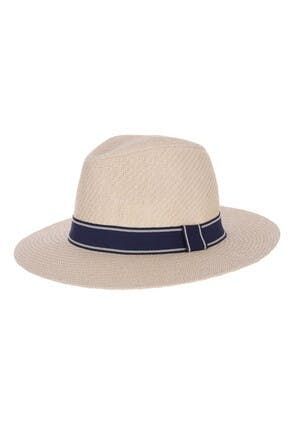Mens Cream Navy Band Panama Hat