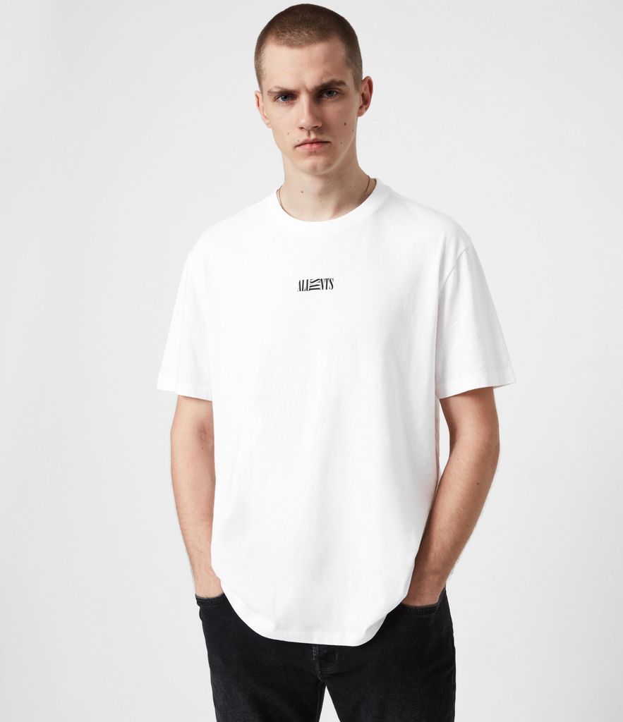 AllSaints Men's Cotton Regular Fit Opposition Crew Neck T-Shirt, White, Size: XXL