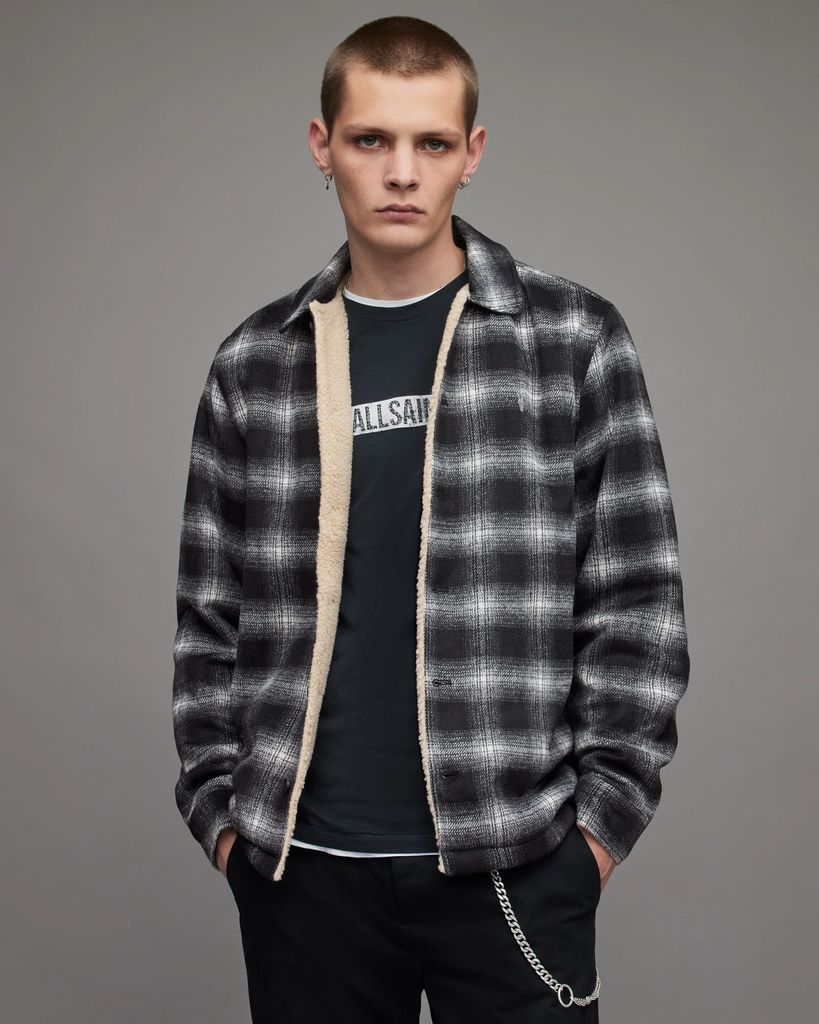 AllSaints Canoose Sherpa-Lined Check Jacket