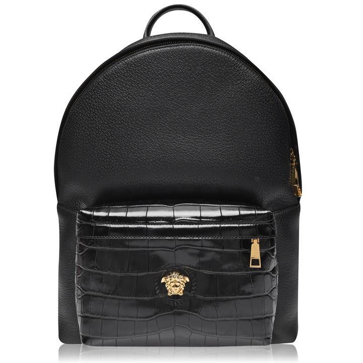 VERSACE Medium Leather Backpack - Black