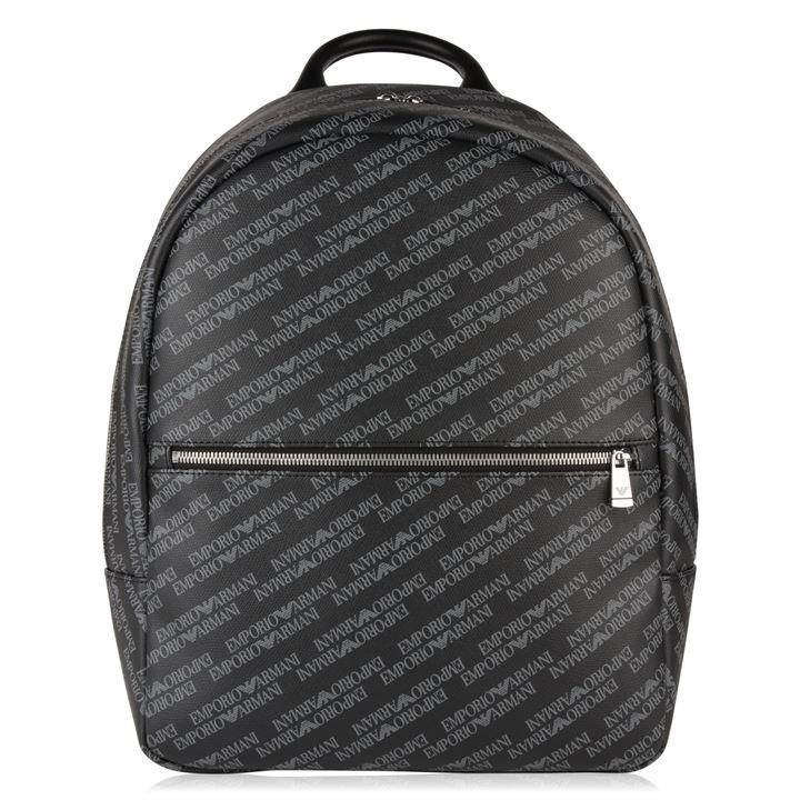 EMPORIO ARMANI All Over Logo Print Backpack - Black 86526