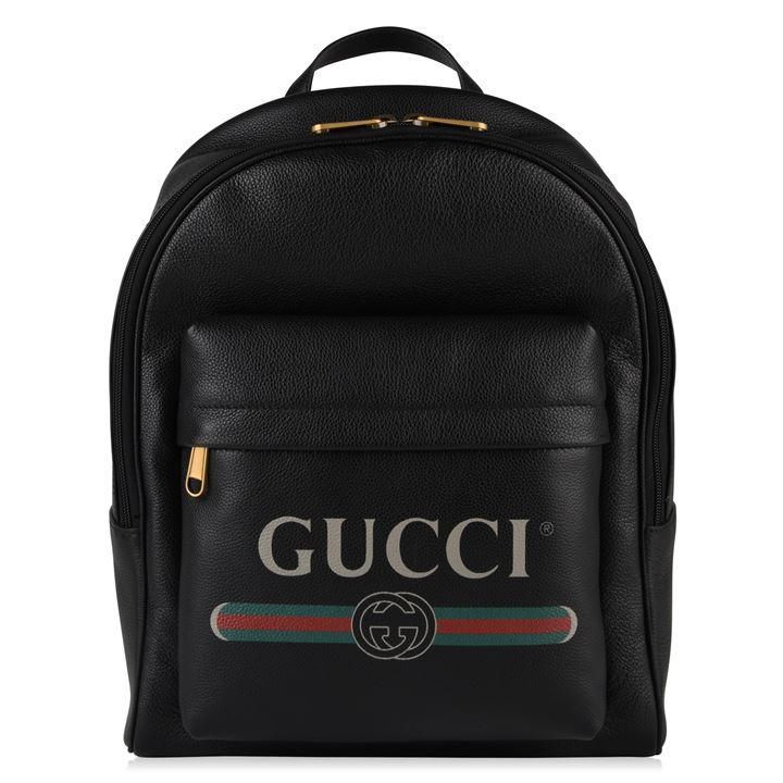 GUCCI Fake Logo Leather Backpack - Black