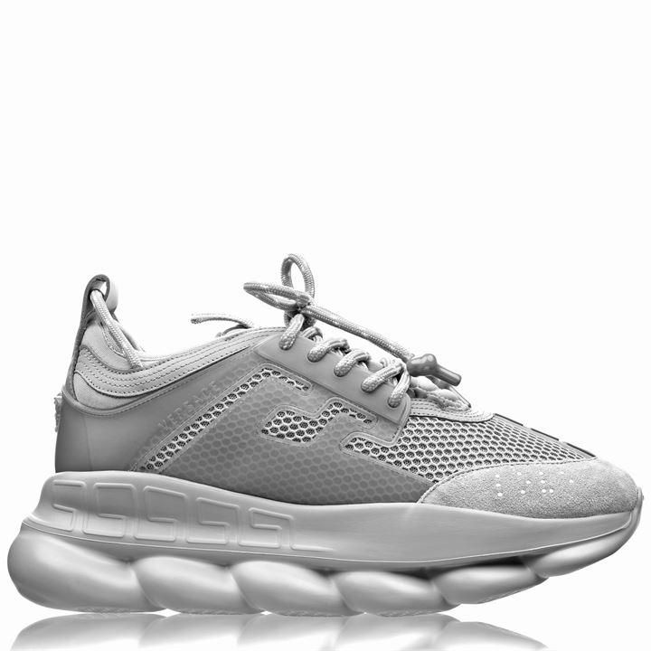 VERSACE Chain Reaction Trainers - Grey
