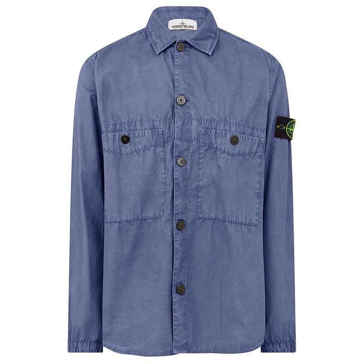 STONE ISLAND T.Co+Old Brushed Cotton Canvas Overshirt - Pwdr Blue V0146