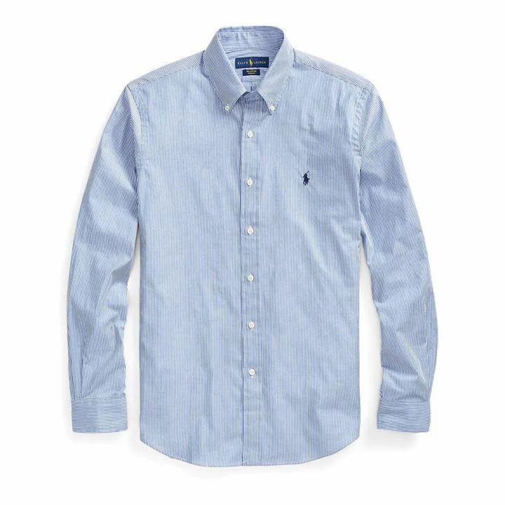 Polo Ralph Lauren Stripe Poplin Slim Fit Shirt - Blue