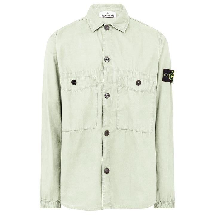 STONE ISLAND T.Co+Old Brushed Cotton Canvas Overshirt - Green