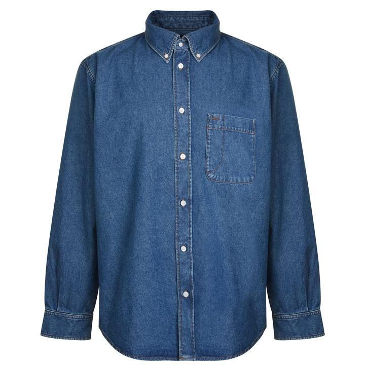 BALENCIAGA Big Denim Logo Shirt - Blue