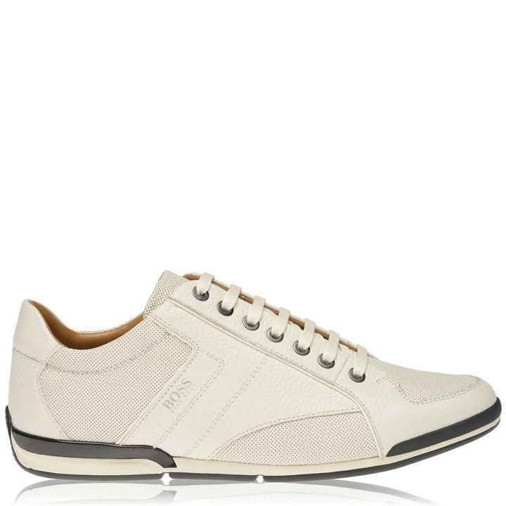 BOSS Textured Leather Trainers - White