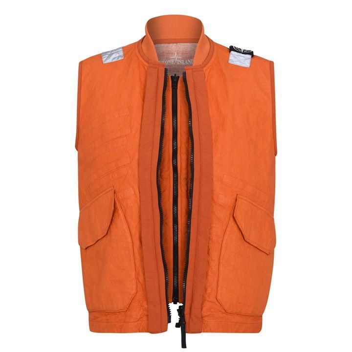 STONE ISLAND Garment Dyed Leather Gilet - Orange