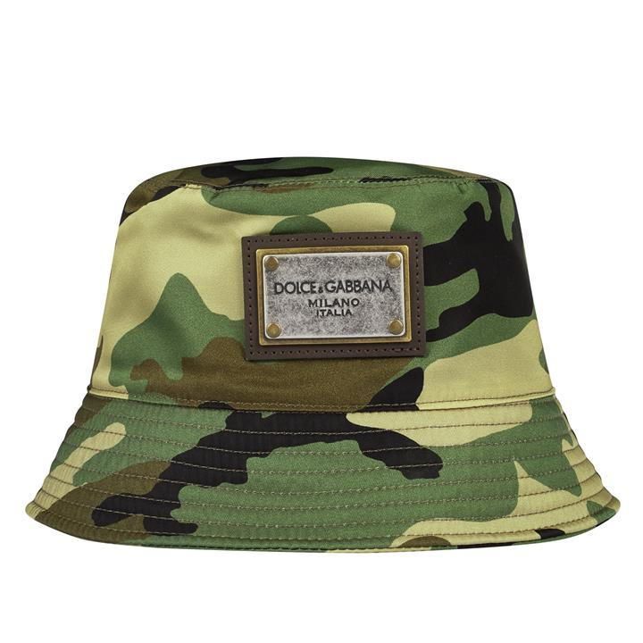 Dolce and Gabbana Camo Plate Bucket Hat - Multi