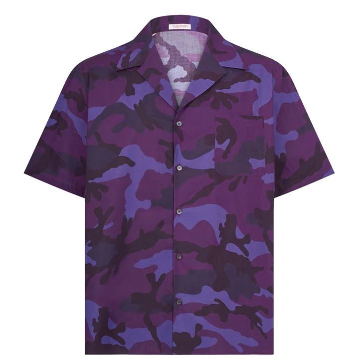 VALENTINO Short Sleeve Camo Shirt - Purple