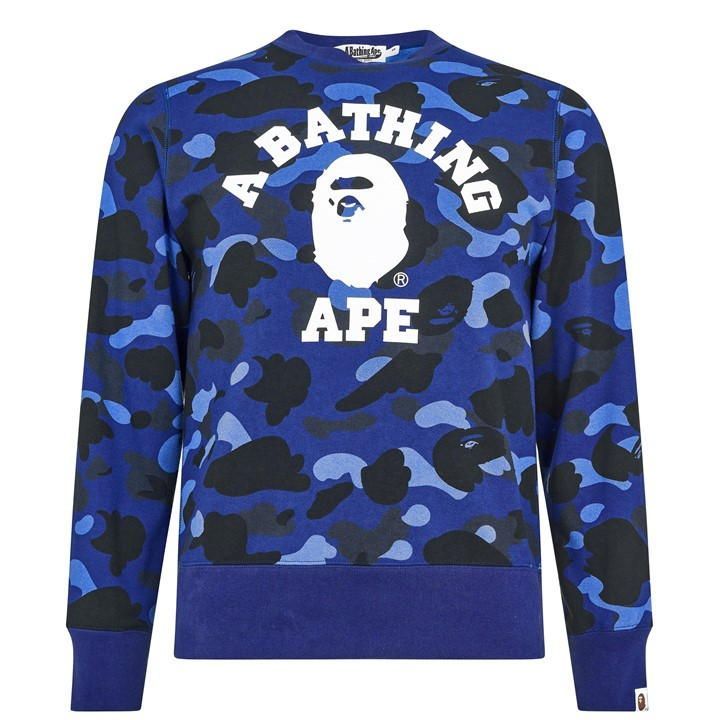 A BATHING APE Colour Camo College Crew Sweatshirt - Blue