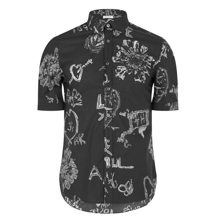 ALEXANDER MCQUEEN Drawing Short Sleeve Shirt - Black