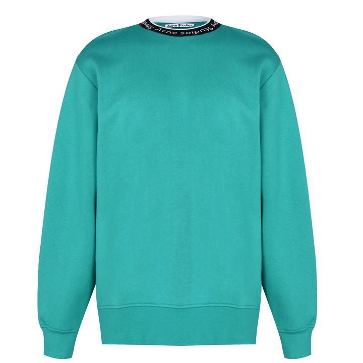 Acne Fulton Logo Rib Collar Sweater - Green