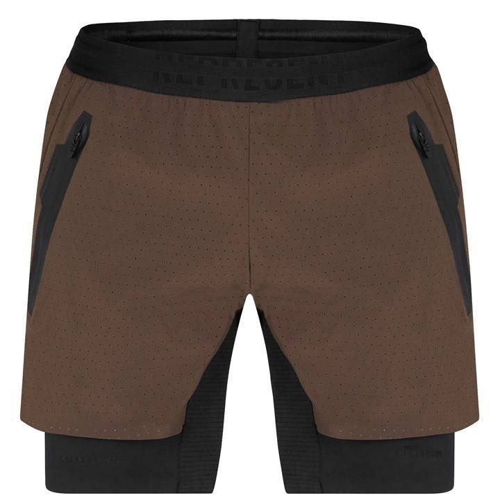2-In-1 Active Shorts - Brown