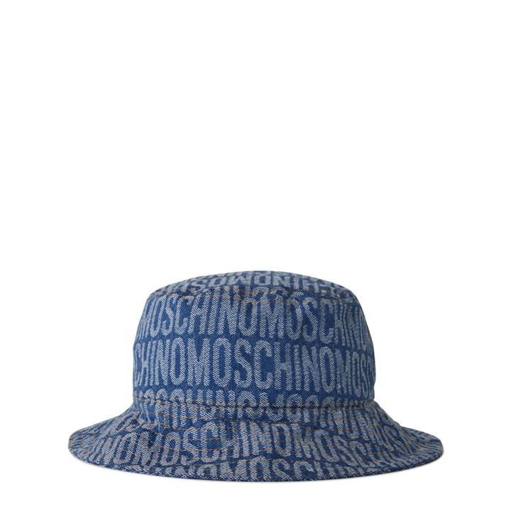 All-Over Logo Denim Bucket Hat - Blue