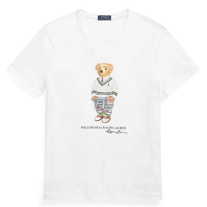 Bear Print T Shirt - White