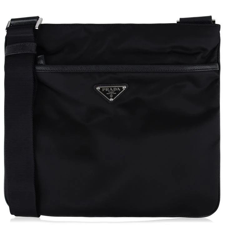 Nylon Logo Messenger Bag - Black