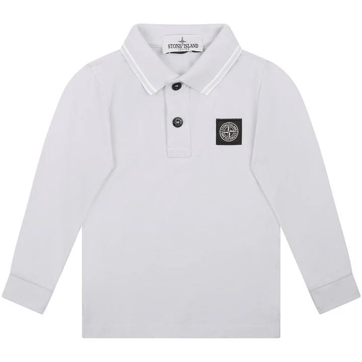 Boy'S Tipped Long Sleeve Polo Shirt - White