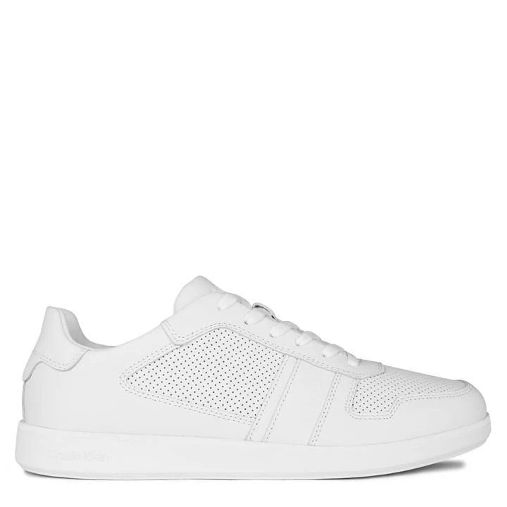 Low Lace Up Leather Trainers - White