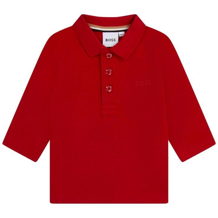 Boss long Sleeve Tonal Polo Shirt Infants - Red