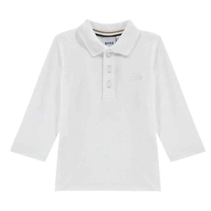 Boss long Sleeve Tonal Polo Shirt Infants - White