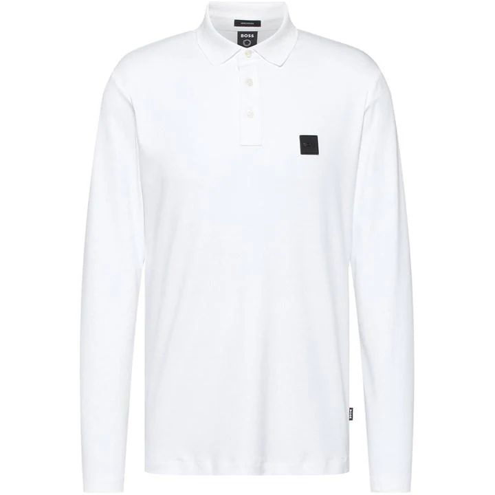 Boss Pado Long Sleeve Polo Shirt Mens - White