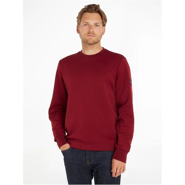 Double Face Knit Crew Sweater - Red