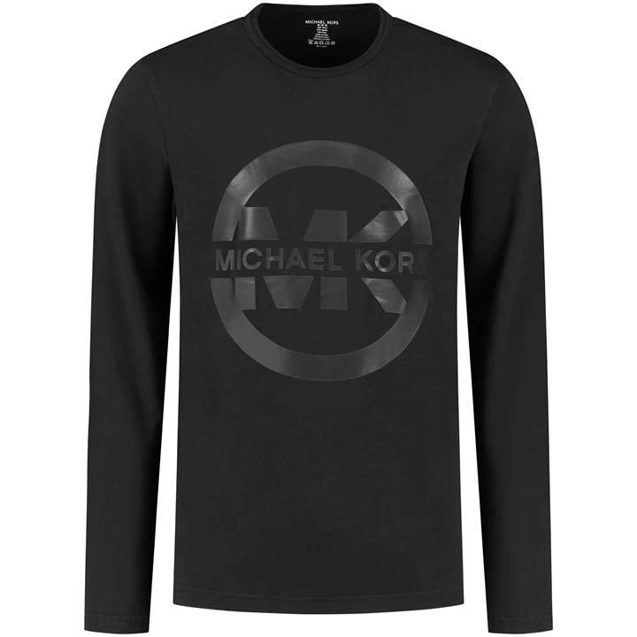 MK Logo Long Sleeve Crew T Shirt - Black