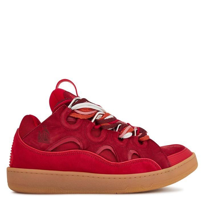 Leather Curb Sneakers - Red