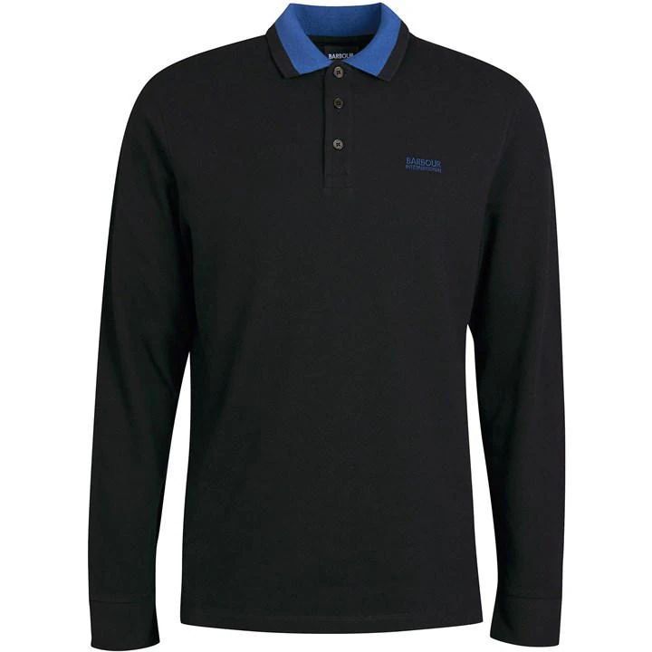Liquid Long Sleeve Polo Shirt - Black