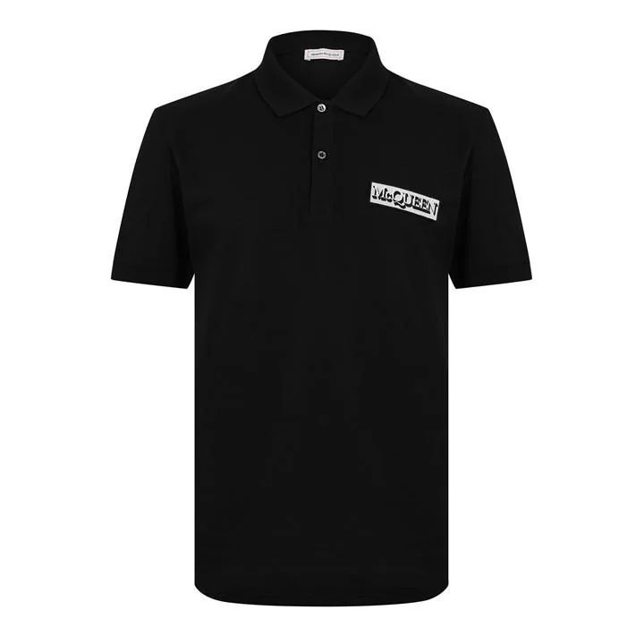 Embroidered Logo Patch Polo Shirt - Black