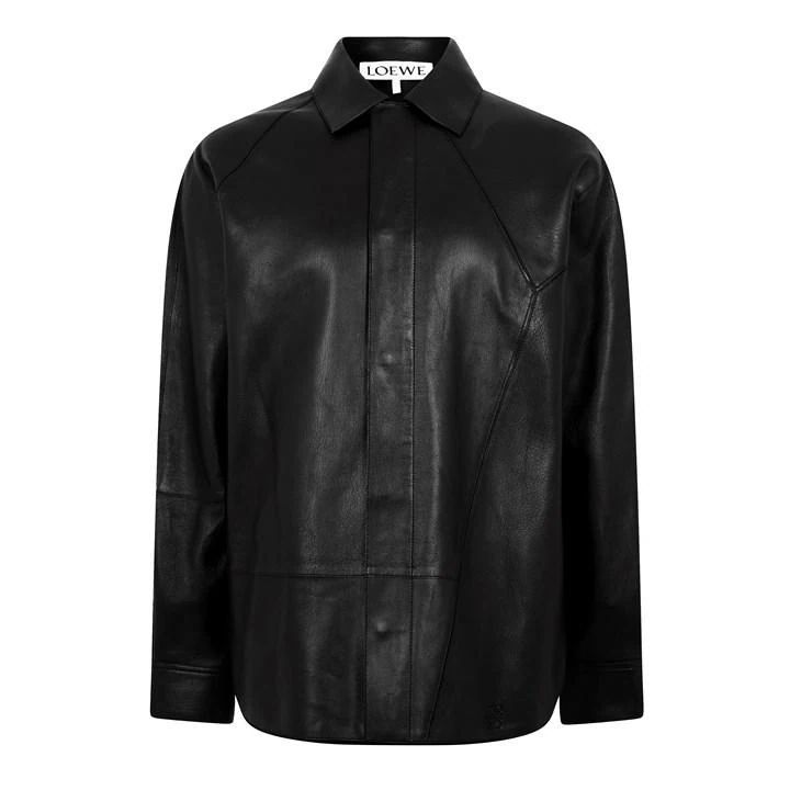 Nappa Leather Puzzle Shirt - Black