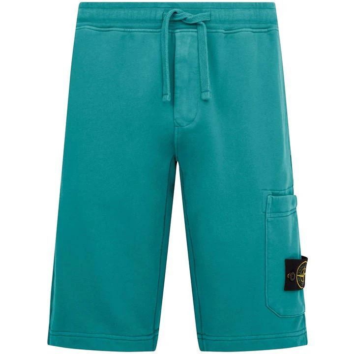 Cotton Fleece Cargo Bermuda Shorts - Blue