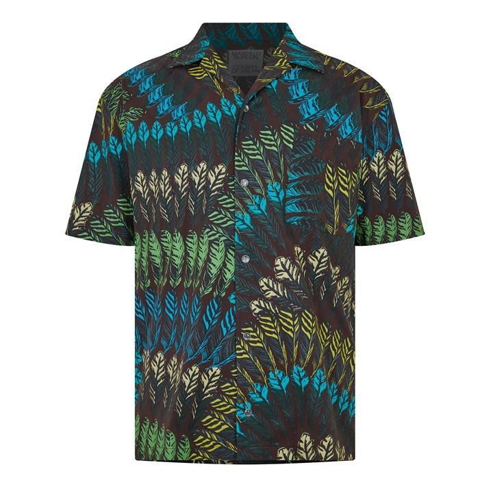 Feathers Hawaiian Shirt - Brown