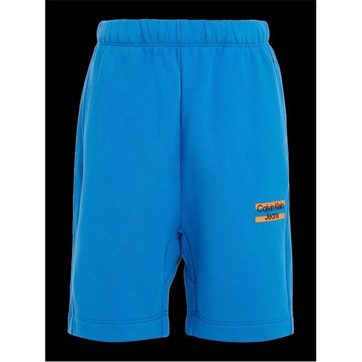 Mini Block Logo Jogger Shorts - Blue