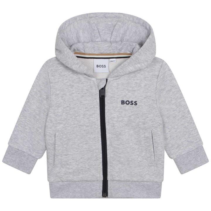 Boss Small Logo Zipped Hoodie Infants - Grey