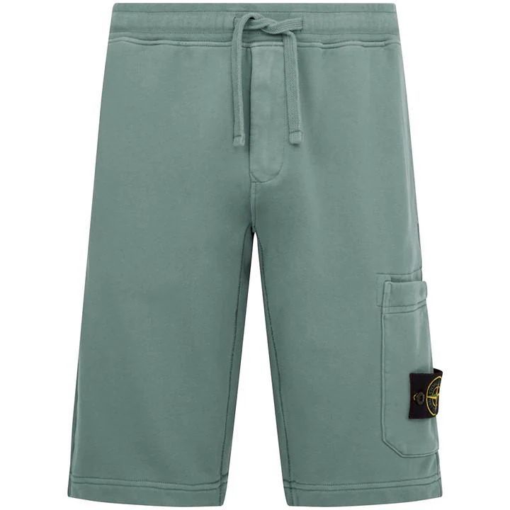 Cotton Fleece Cargo Bermuda Shorts - Blue